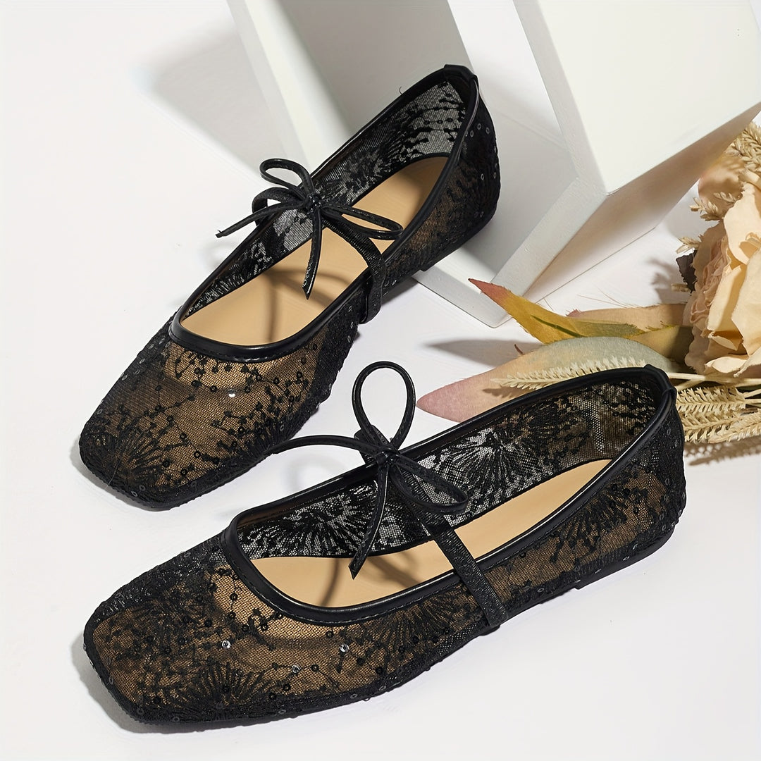 Margaret | Floral Mesh Flats
