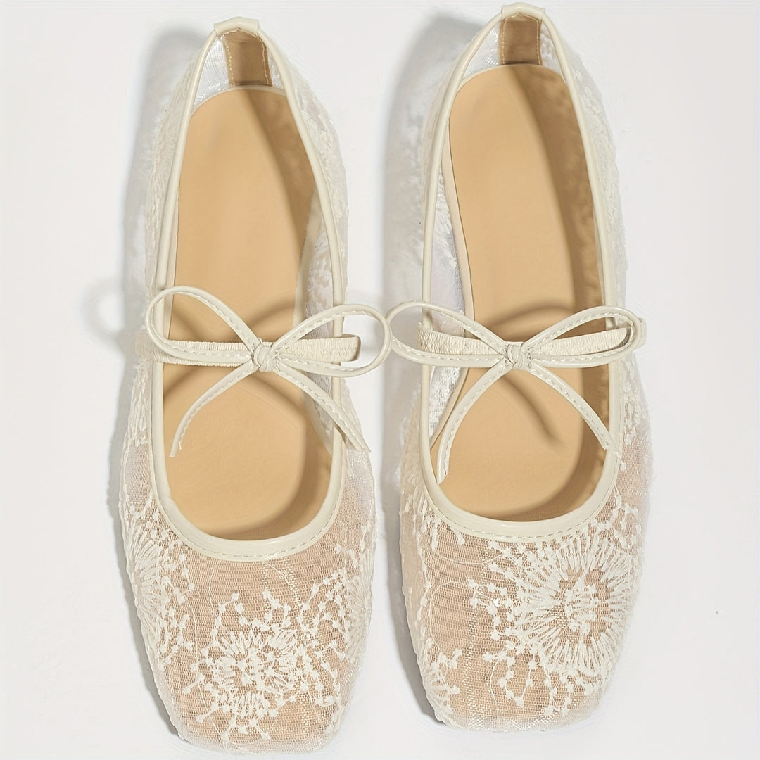 Margaret | Floral Mesh Flats