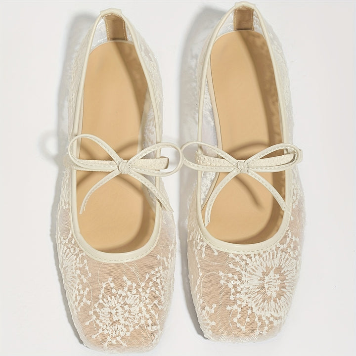 Margaret | Floral Mesh Flats
