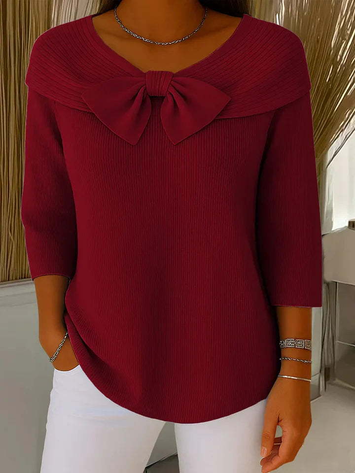 Layda – Sweater with Bow and Round Neckline