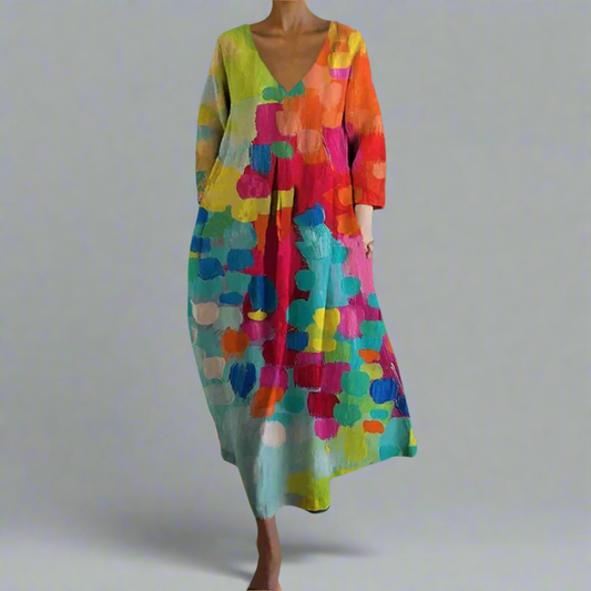 Vivia – Colourful V-Neck Dress