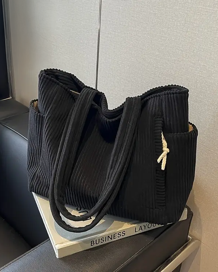 Tilda – Ribbed Tote Bag with Cord Detail (1 + 1 Free Only Today)