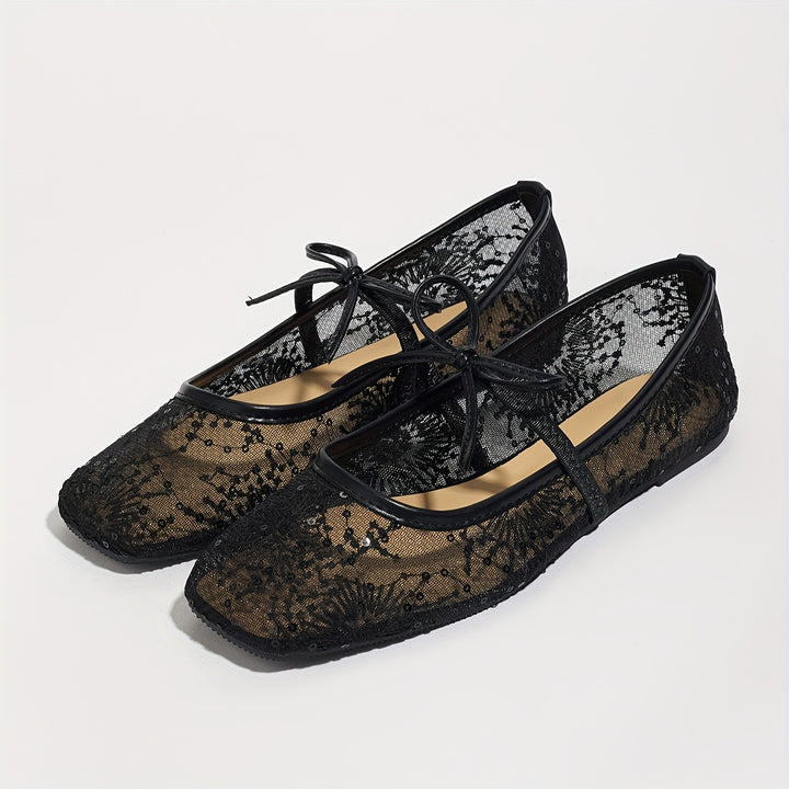 Margaret | Floral Mesh Flats