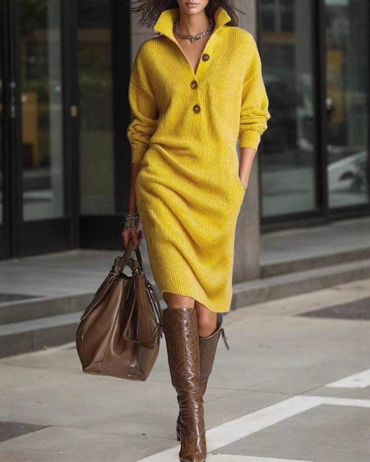 Priscilla | Elegant Winter Dress with Buttons