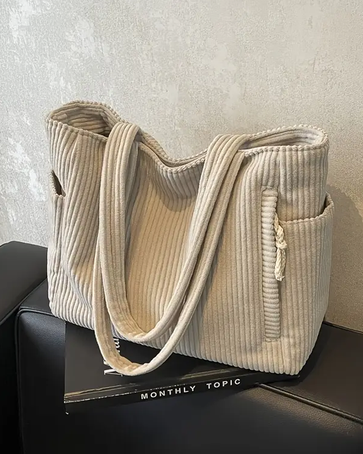 Tilda – Ribbed Tote Bag with Cord Detail (1 + 1 Free Only Today)
