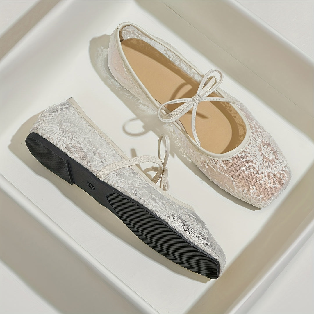 Margaret | Floral Mesh Flats