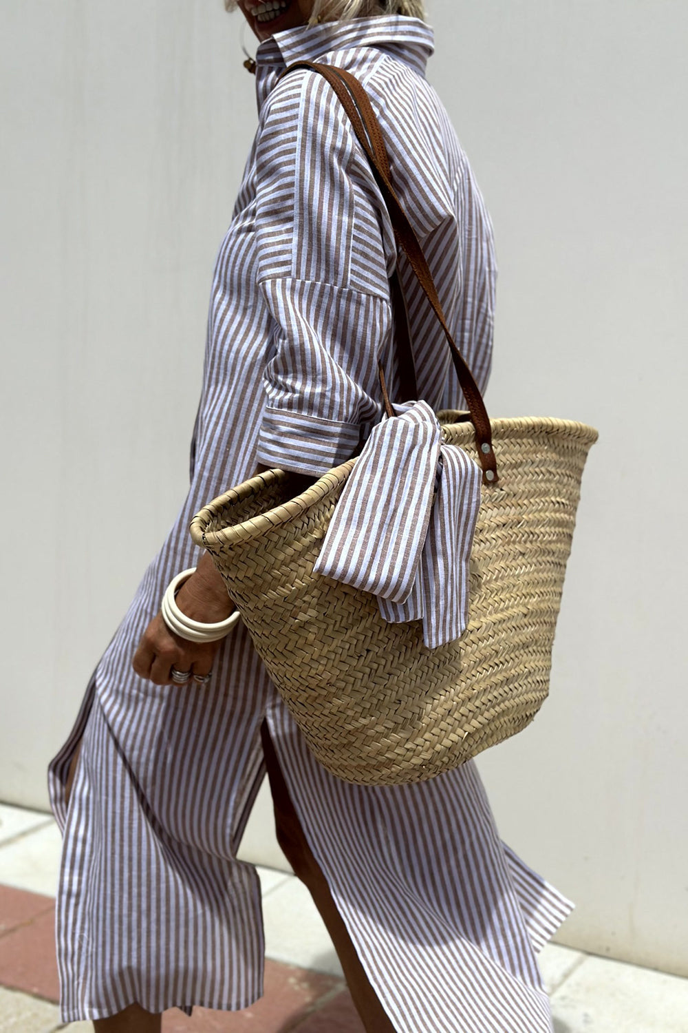 Sophia™ | Elegant Striped Shirt Dress