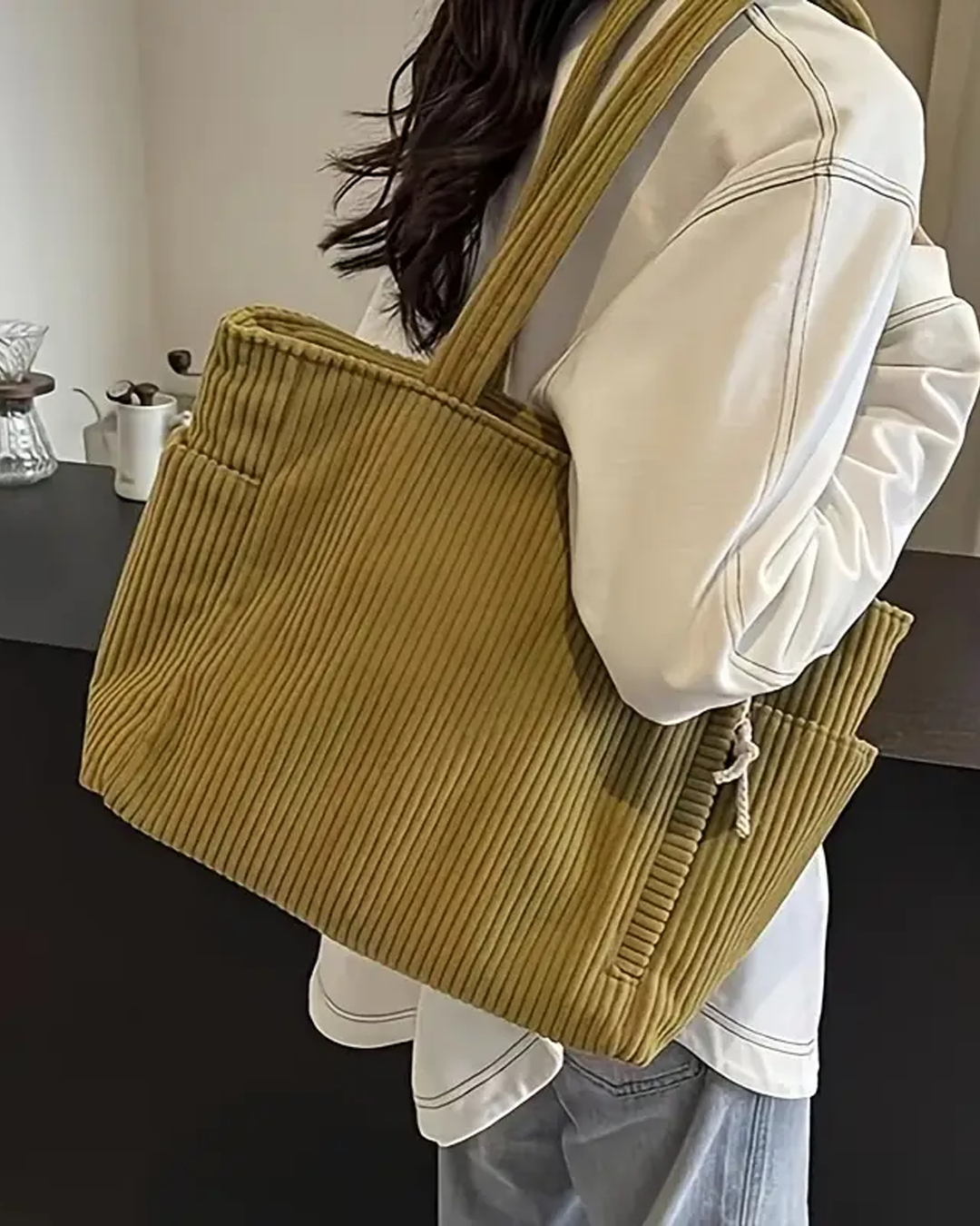 Tilda – Ribbed Tote Bag with Cord Detail (1 + 1 Free Only Today)