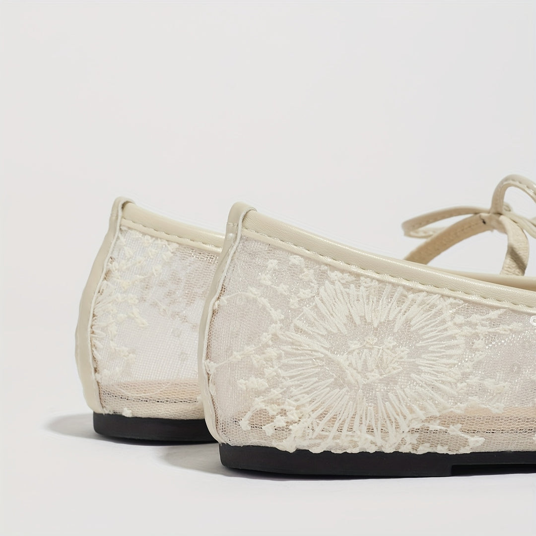 Margaret | Floral Mesh Flats