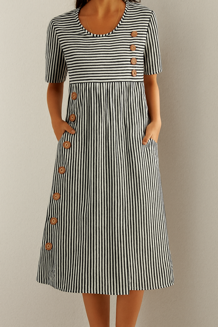 Aubrey™ | Elegant Striped Summer Midi Dress