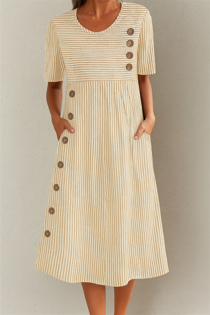Aubrey™ | Elegant Striped Summer Midi Dress