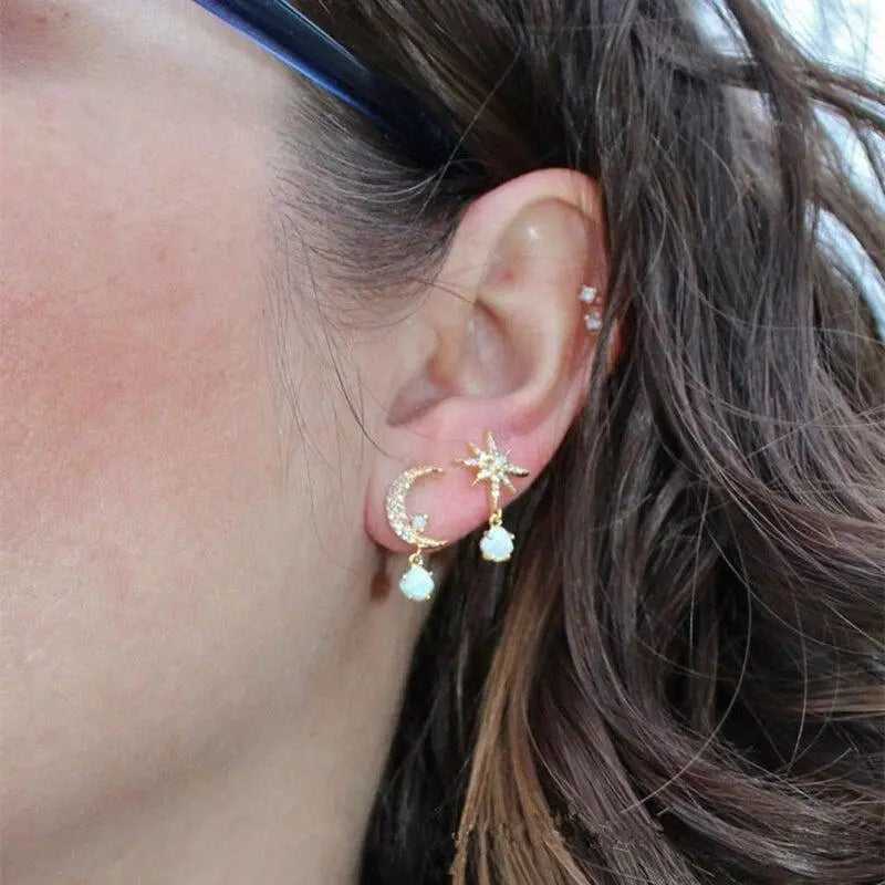 Moon and Star Earrings