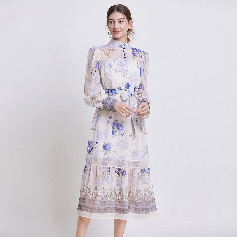 Zehlia - Elegant Floral Chiffon Dress