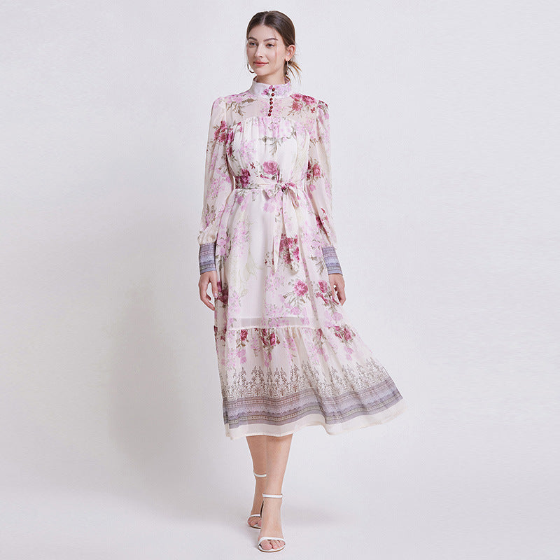 Zehlia - Elegant Floral Chiffon Dress
