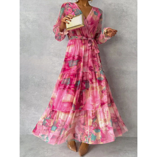 Nyla – Elegant Floral V-Neck Dress
