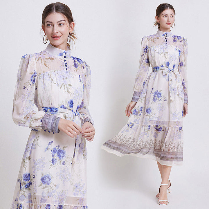 Zehlia - Elegant Floral Chiffon Dress