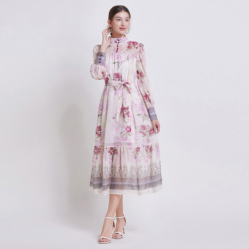 Zehlia - Elegant Floral Chiffon Dress