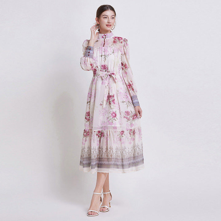 Zehlia - Elegant Floral Chiffon Dress
