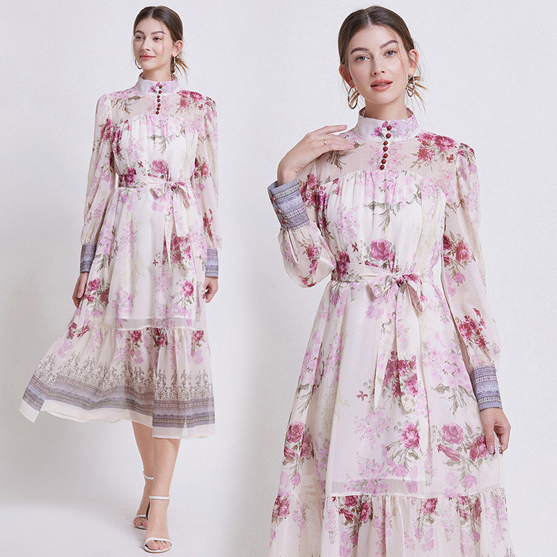 Zehlia - Elegant Floral Chiffon Dress