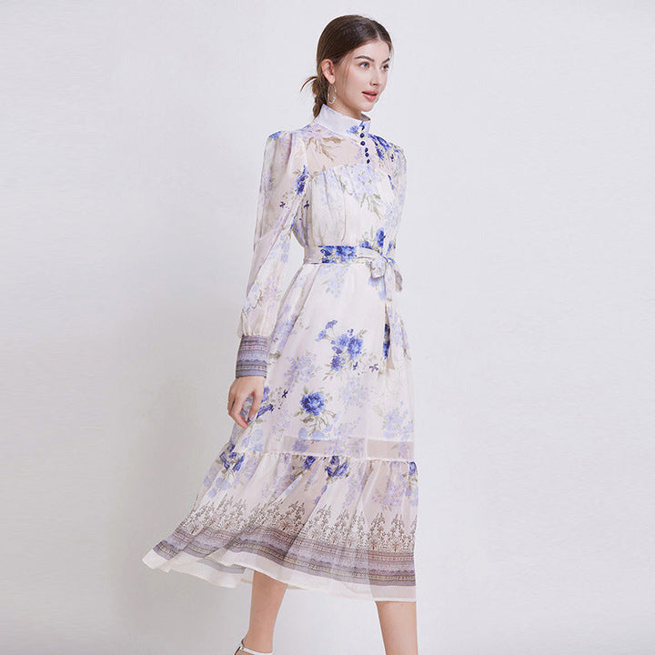 Zehlia - Elegant Floral Chiffon Dress