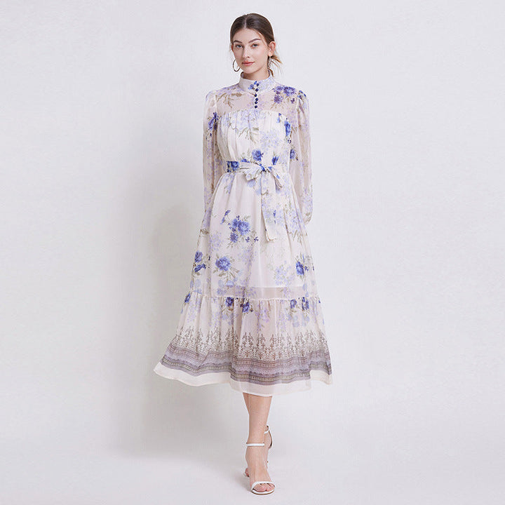 Zehlia - Elegant Floral Chiffon Dress