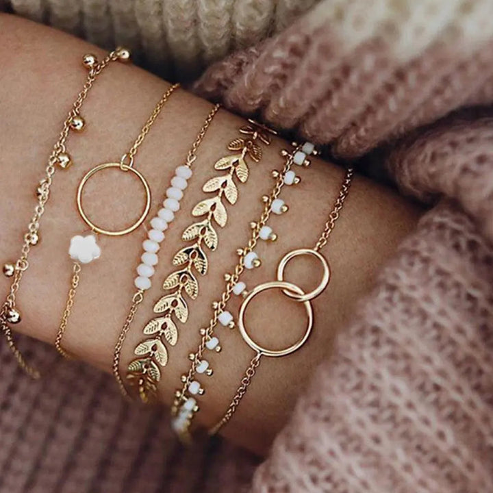 Set of Boho Bracelets in Gold