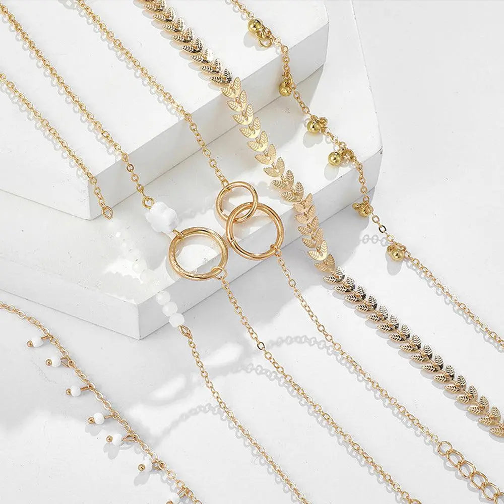 Set of Boho Bracelets in Gold