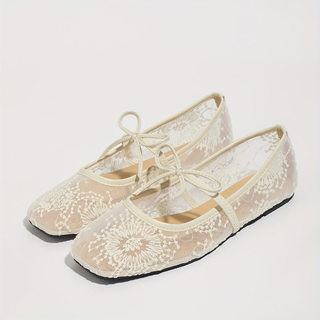 Margaret | Floral Mesh Flats
