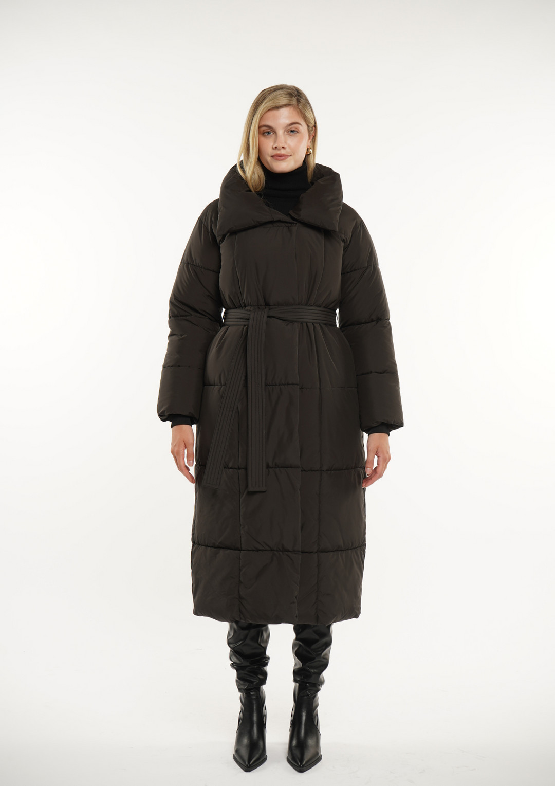 BLAIRE | EXTRA LONG LENGTH BULETED BUTTON PUFFER JACKET