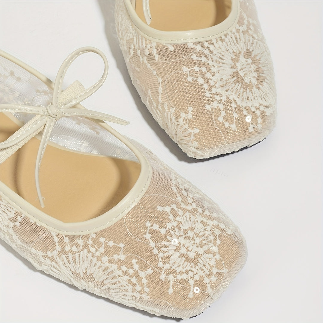Margaret | Floral Mesh Flats