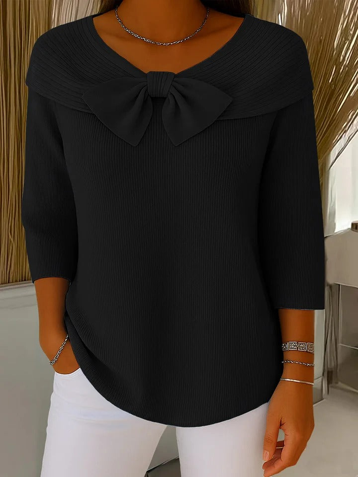 Layda – Sweater with Bow and Round Neckline