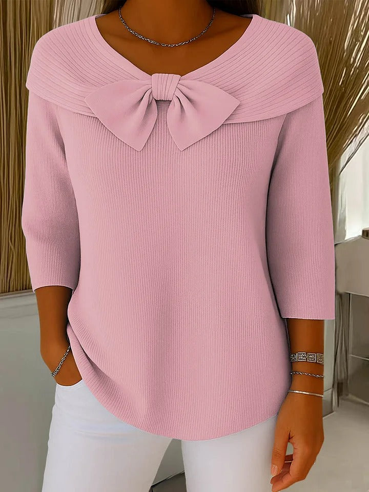 Layda – Sweater with Bow and Round Neckline