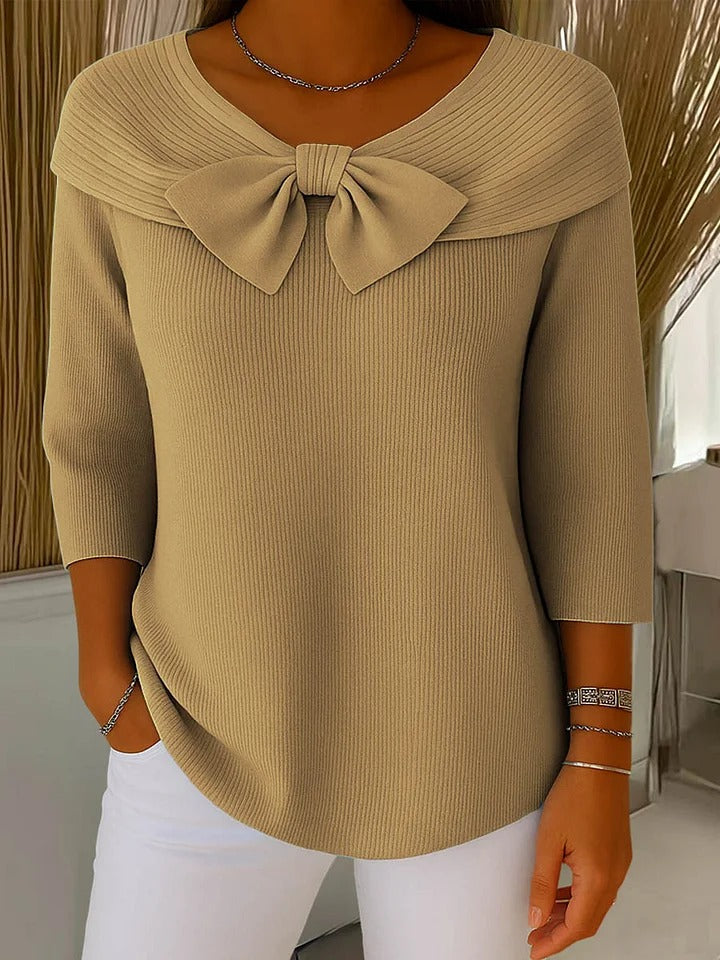 Layda – Sweater with Bow and Round Neckline
