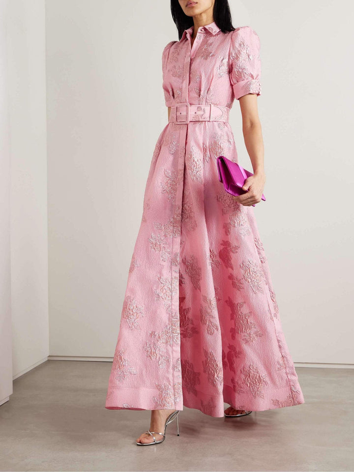 Anabella™ | Floral Elegance Belted Midi Dress